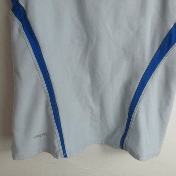 A+ Nike Fit Dry Activewear Top Women Medium Gray Blue Mesh Swoosh Logo Racerback - Picture 6 of 15